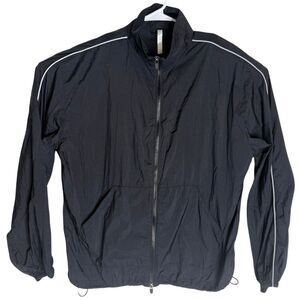 Fabletics Men's Full Zip Long Sleeve Mock‎ Neck Windbreaker Jacket Black Medium